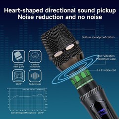 Wireless Karaoke Microphone dynamic Mic Up160ft range handheld plug-and-play …