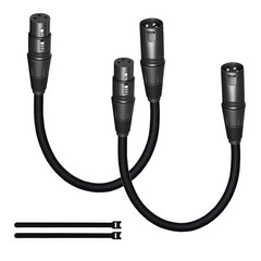 Short XLR Cables 1.6FT 2 Pack,Xlr Male to Female Balanced Microphone Cord 3 Pin,