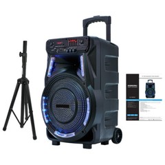 2700W 15″ Bluetooth Speaker Rechargeable Trolley Speaker w/Tripod Stand SP-17RBT
