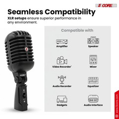 5 Core Retro Dynamic Vocal Iconic Microphone Vintage Classic Unidirectional Mic