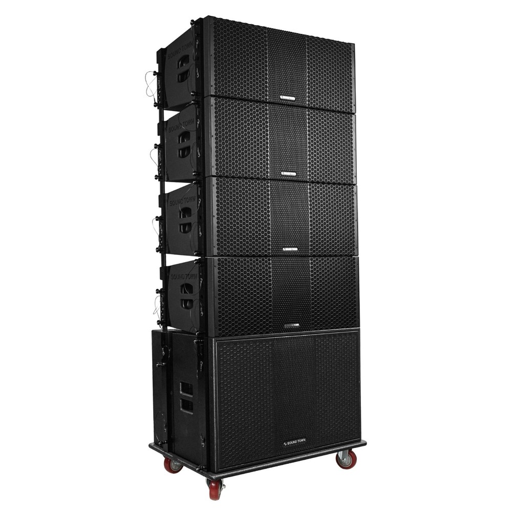 Sound Town Line Array Set, 18″ Sub, 4x Dual 10″ Speakers, Board ZS-118SP210BP4C