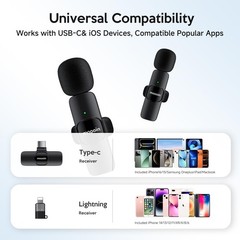 Wireless Mini Microphone for iPhone/Android:Lapel Microphone for Video Record…