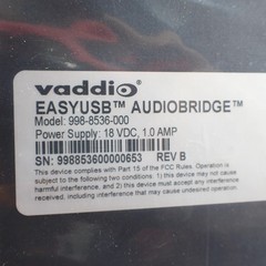 Vaddio EASYUSB AudioBridge USB Interface Black 998-8536-000 PC Mac USA Open Box