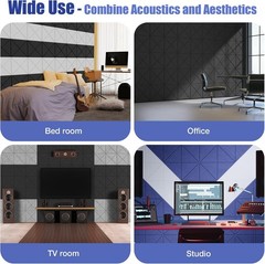 12 Pack Self-Adhesive Acoustic Panels – Soundproof Foam, 12”x12” Black