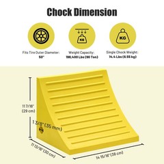 Yescom 2 Pack 50″ Tires PU Wheel Chocks 198,400 lbs Weight Capacity Semi-Truck