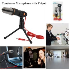 3.5mm Condenser Microphone Tripod Stand Mic for Studio Recording PC Laptop Game