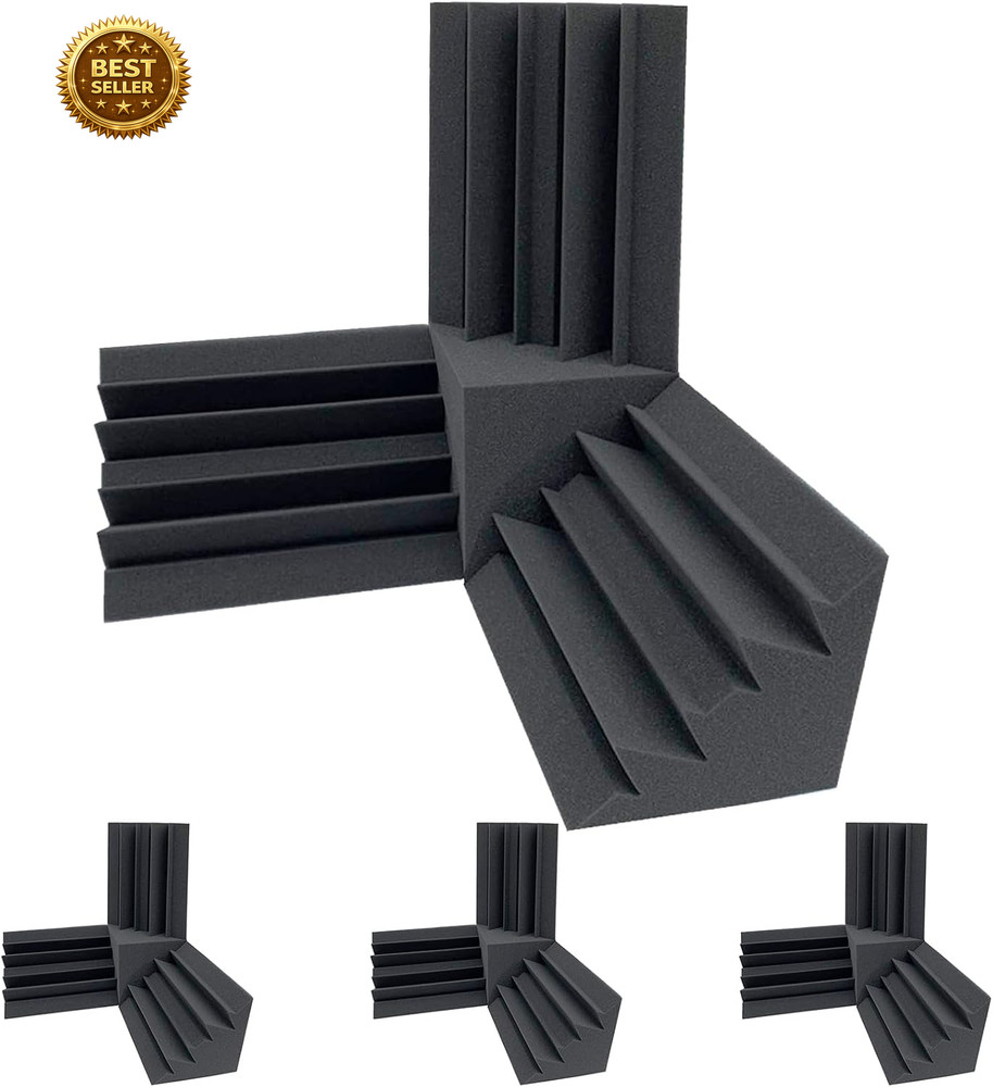 12 Pack Bass Traps with 4 Corner Acoustic Cubes Sound Absorbing Foam Panels