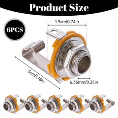 1/4 inch Female Stereo Socket Panel Mount Jacks 6.35mm Long Mono Input Jack S
