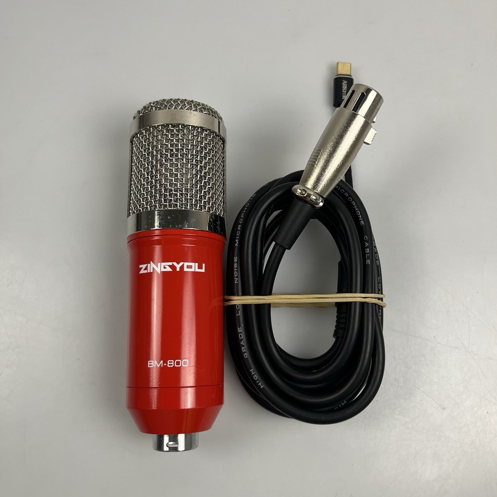 Zingyou Red Condenser Microphone BM-800 Tested Works – With Cables