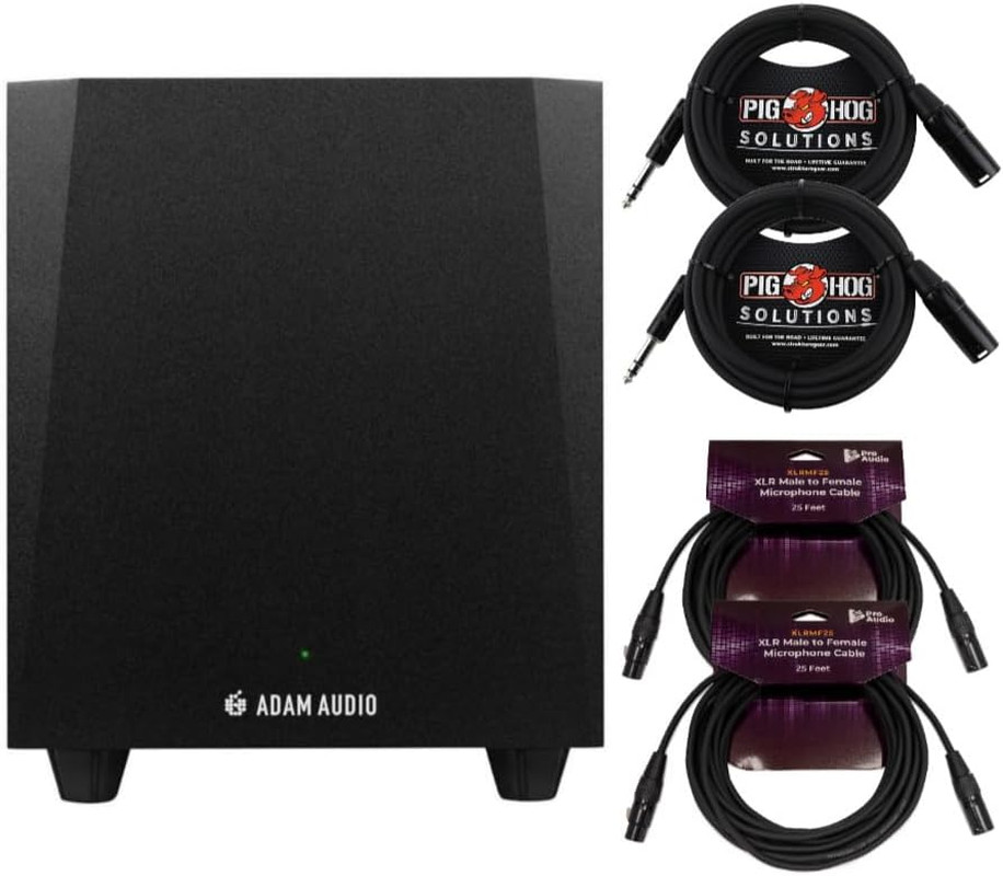 T10S 10-Inch Powered Studio Subwoofer Bundle with 1/4-Inch TRS to XLR Male to Ma