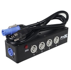 PROX PowerCon Pass thur Splitter Box with 4 PowerCon Gray B Out