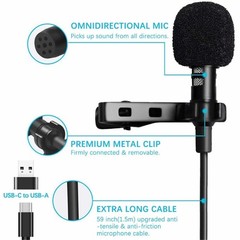High Sensitivity Type C Lavalier Mic Microphone for Interviews Online Chatting