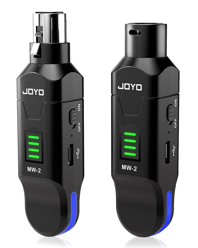 JOYO 2.4GHz Wireless XLR Microphone System, Plug-on Transmitter & Black