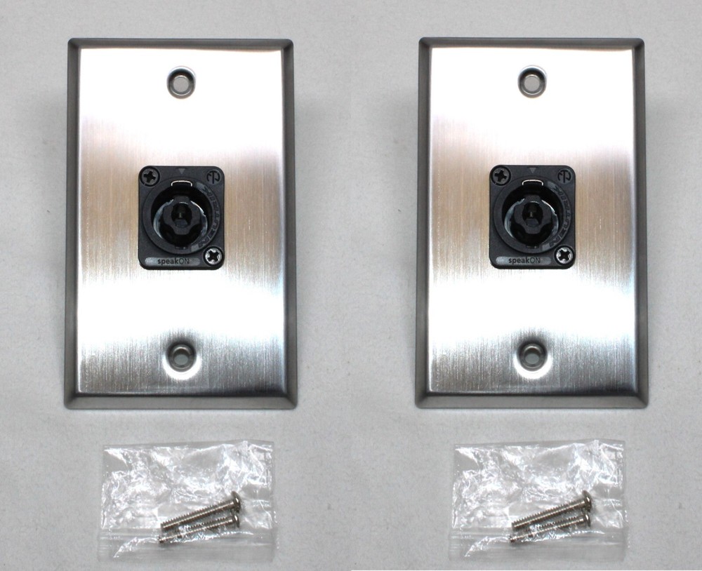 (2) Two Single Wall Plates w/ Single Genuine Neutrik NL4MPXX SpeakON (Stainless)