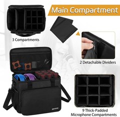 Wireless Mic Carry Bag, 9-Slot Storage Case