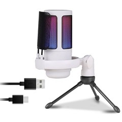 Condenser USB Microphone with Color Lighting and Mute Touch Knob For PC Laptop