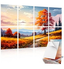 TONOR 8 Pack Art Acoustic Panel Self-Adhesive Wall Panels Maple Grove 32inX48in