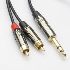 TRS 1/4″ (6.35mm) Stereo Male to Dual RCA Male Stereo Breakout Splitter Y Cable