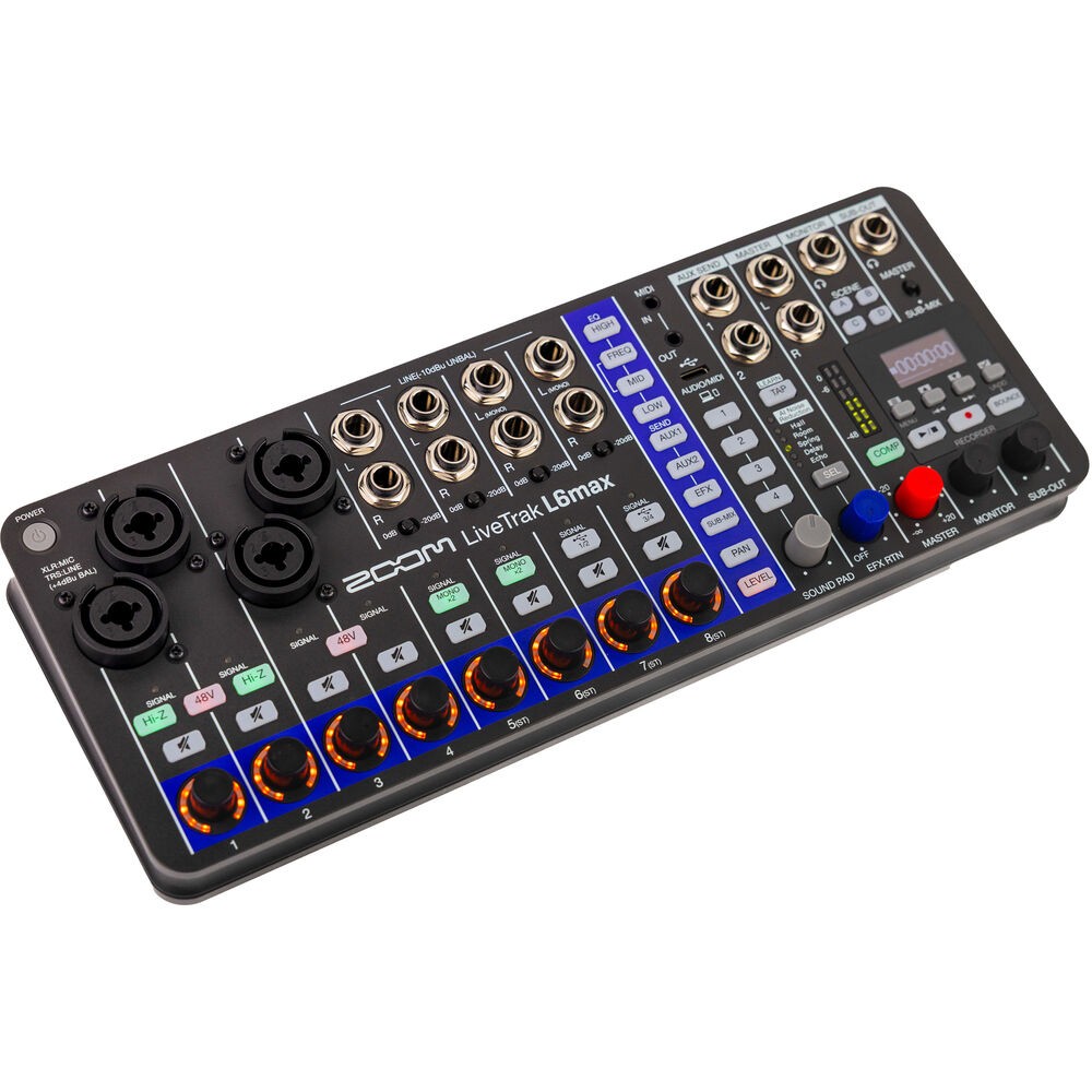 Zoom LiveTrak L6max 12-Channel Portable Digital Mixer and Recorder, Black