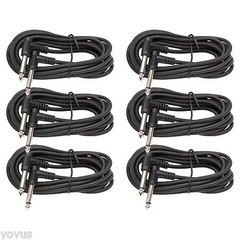 6 PACK Right Angle to 90 degree 1/4 Mono shielded instrument patch cable 10 ft