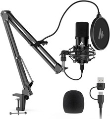 192kHz/24Bit USB Microphone Kit for Home Studio: Plug & Play Cardioid Condenser