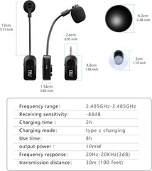 2.4G Instrument Microphone Receiver with Detachable Suction Cup for Guitar Violi