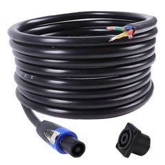 4 Core Bare Wire to Speakon Speaker Cable 25 Feet Tour Mids, Tweeter with Socket