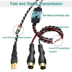 MIDI Cable, MIDI to USB Interface Cable 4.5FT,MIDI Interface in-Out to USB Cord