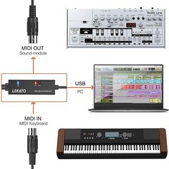 LEKATO 6.5ft 16 Channels MIDI Cable MIDI to USB Cable MIDI USB Cable