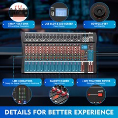 16 Channel Professional Mixer Power Mixing 16 DSP USB NEW