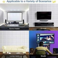 Pack 12 Acoustic Panels Self-adhesive Studio Noise Soundproofing Wall Tiles