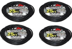 4 Extension Cables 25 ft Power DJ 14 AWG 3 Socket Female to Male AC 3 Prongs