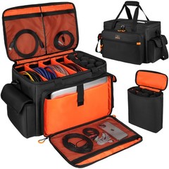 MRINCA DJ Equipment Bag, Cable Organizer Bag with 8-Slot Mic Stand Storage, L…
