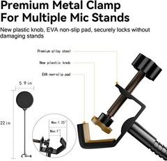 Premium Microphone Pop Filter, Japanese Minimalist Design, Flexible Gooseneck