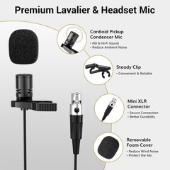 TONOR UHF Wireless Microphone System with Headset Lavalier Lapel Mic