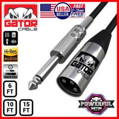 XLR 3-Pin Male to 1/4″ Plug TS Microphone Mono Cable Unbalanced Shielded Audio
