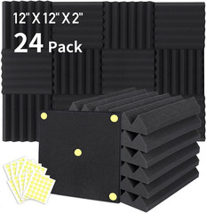 24 Packs Acoustic Foam Panels 2″ X 12″ X 12″, Soundproofing Foam Noise Cancellin