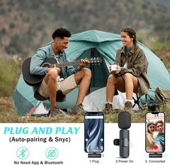 2 Pack Wireless Lav Mic for iPhone with Noise Reduction – Ideal for Streaming