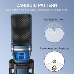 USB PC Microphone with Cardioid Pickup & Adjustable Stand for Streaming – TC-777