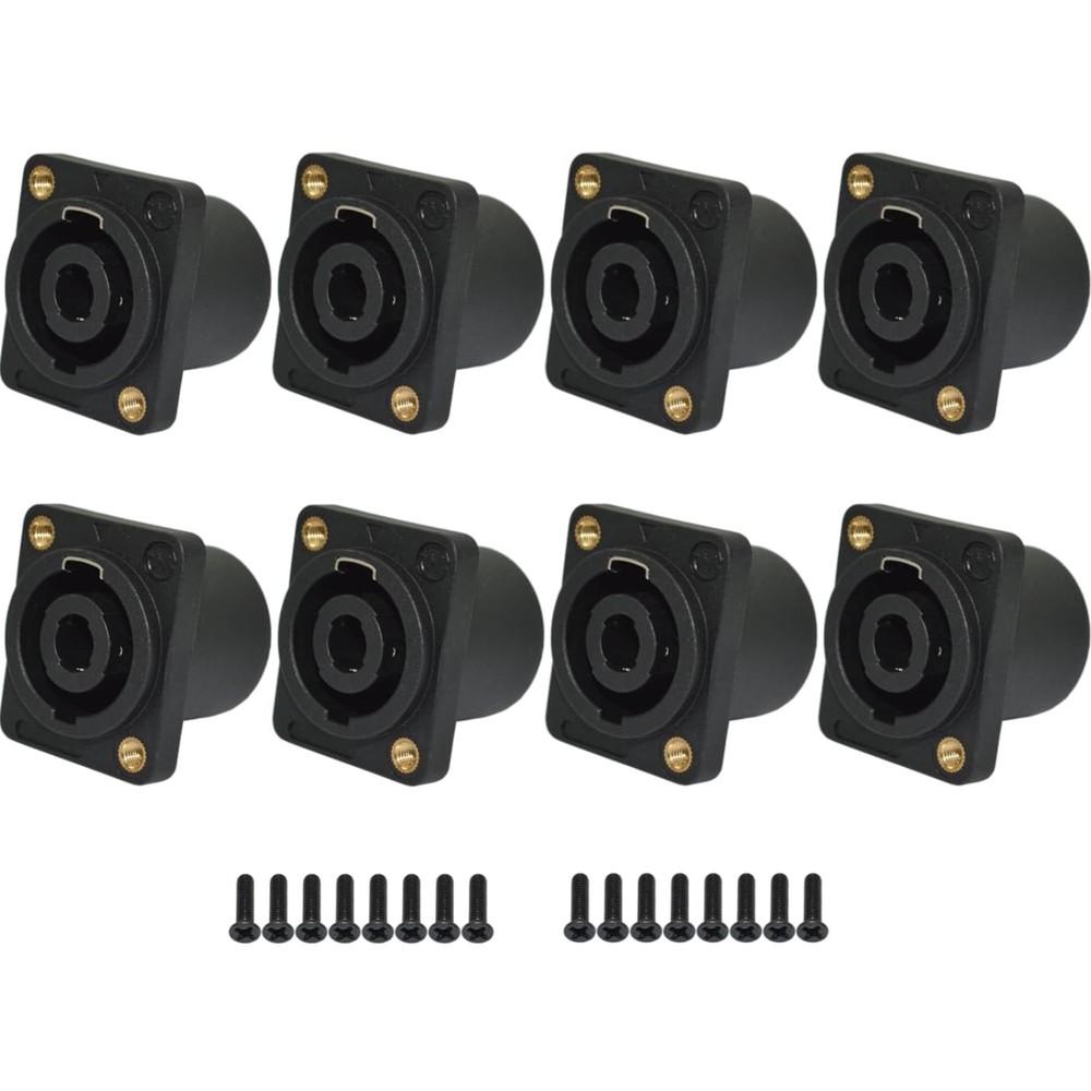 Speakon Connector 4 Pole Square Rectangle Speaker Jack 8 Packs Black