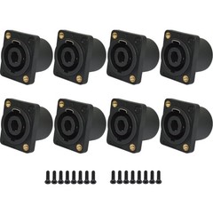 Speakon Connector 4 Pole Square Rectangle Speaker Jack 8 Packs Black