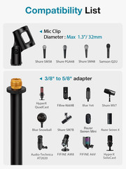 Innogear Desktop Microphone Stand, 1 Pack Upgraded Adjustable Table Mic Stand wi