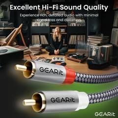 GEARit RCA Cable (25FT) 2RCA Male to Stereo Audio 25 Feet, Gray