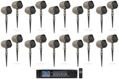 (20) JBL GSF3-TN 3″ Landscape Ground Stake/Wall 70v Commercial Speakers+Amp