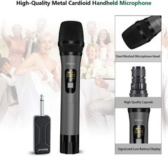 Unidirectional UHF Wireless Microphone for Amplifiers & Karaoke – Mute Function