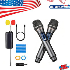 Handheld Mic Wireless Professional Microphone Karaoke w/Receiver For Speech 2PCS