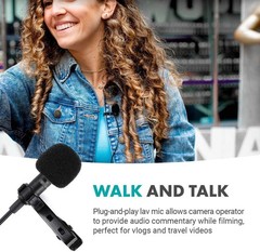 Movo DOM1 3.5mm TRS Lavalier Omnidirectional Condenser Microphone for Camera +