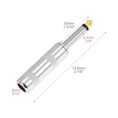 1/4″ TS Plug 6.35mm Mono Male Jack Connector, 5 Pcs Solder Type Audio Cable