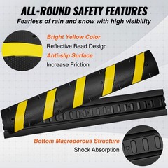 2 Pack Black Yellow Rubber Speed Bump With Cable Management Channel 72 X 11 In