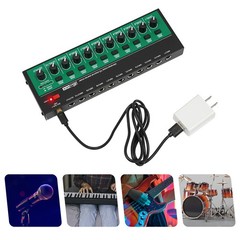 9*1*3in 10W 10 Channel Black/Green Mini Audio Mixer With USB charging cable&plug
